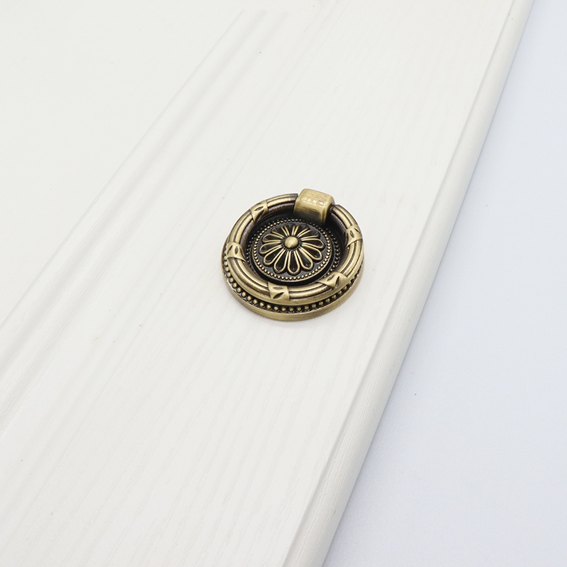 Antique Ring Drawer Pulls with Round Plate