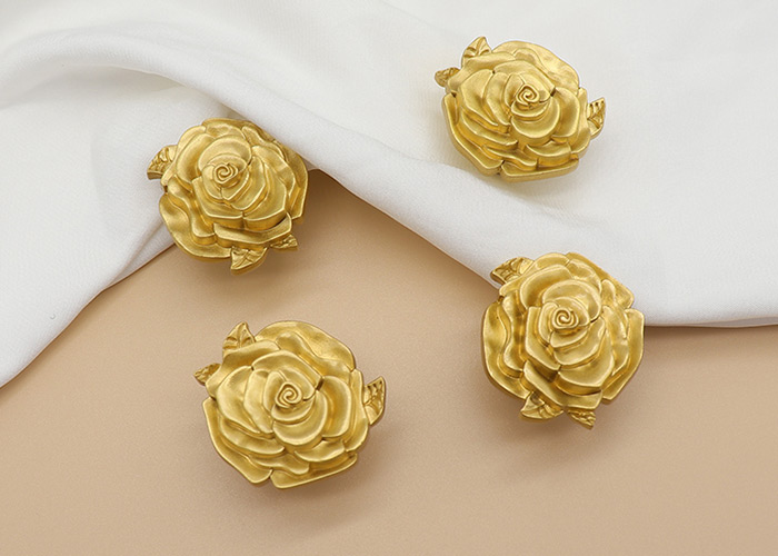 Brass Rose-Shaped Knobs